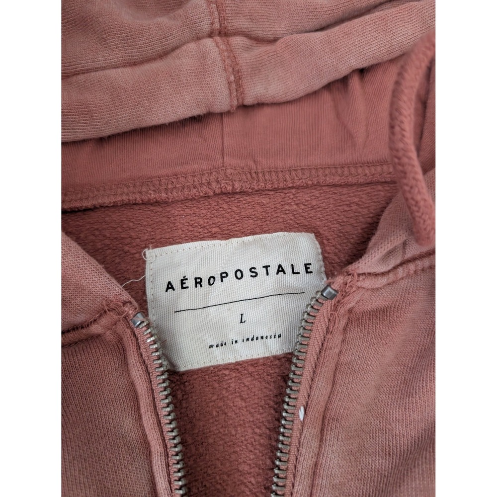Aeropostale Womens Dusty Rose Cropped Zip Up Hoodie Sweatshirt Size L - Picture 2 of 4